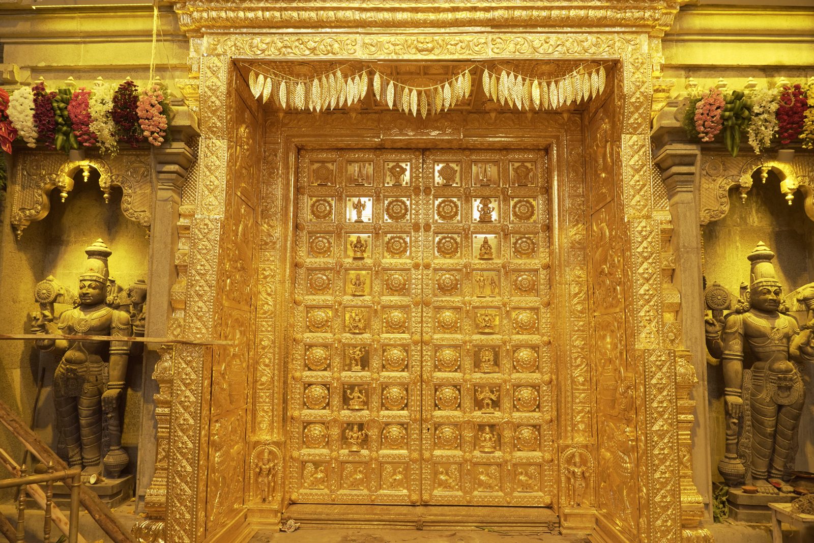 Sanctum Doors — Gold-clad repoussé sanctum doors for the Yadadri temple (1)