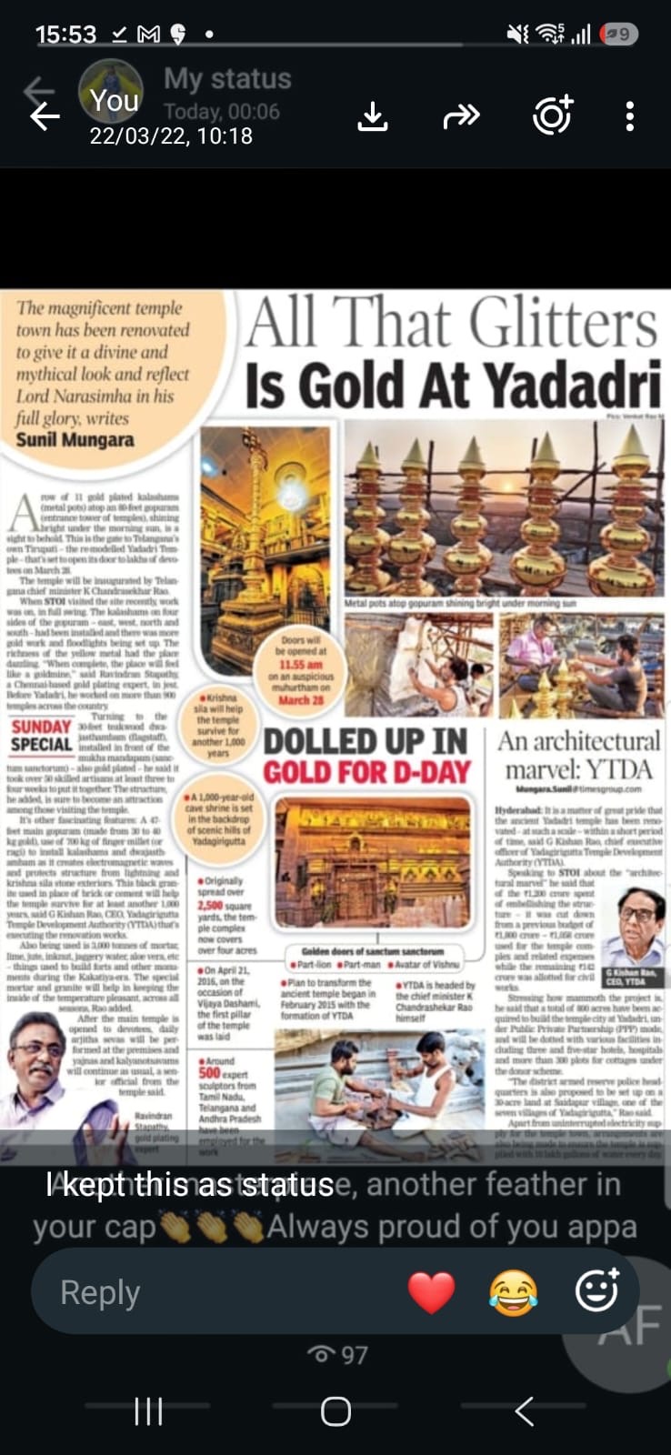 All That Glitters Is Gold At Yadadri